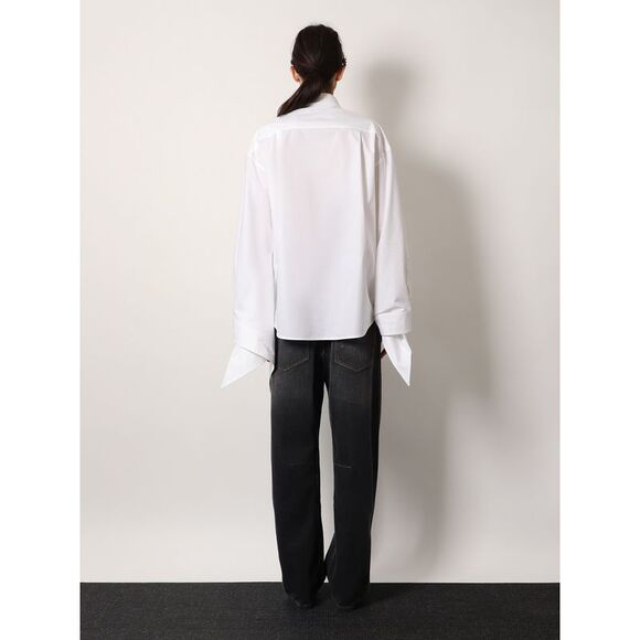 Balenciaga Women Oversize Cotton Shirt With Knotted Details - Picture 3 of 5